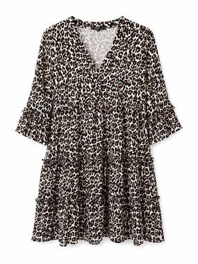 Maje Leopard Print Top - Black, Tan & Cream